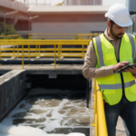 Water and wastewater engineer working onsite at treatment plant