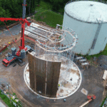Early construction phases for the new tank, which stands adjacent to the original 1.7 MG storage tank at BCRA - designed by Carroll Engineering.