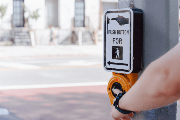 Push for walk button - pedestrian safety system in bucks county, pennsylvania