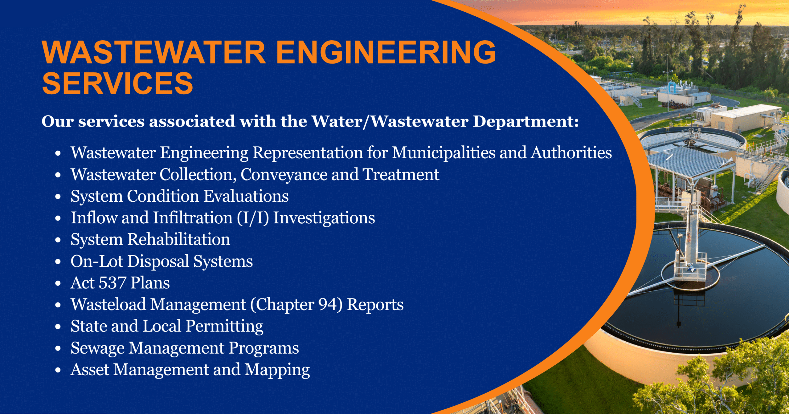 A list of Carroll Engineering Corporation's wastewater engineering services