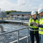 Water treatment facility with workers onsite