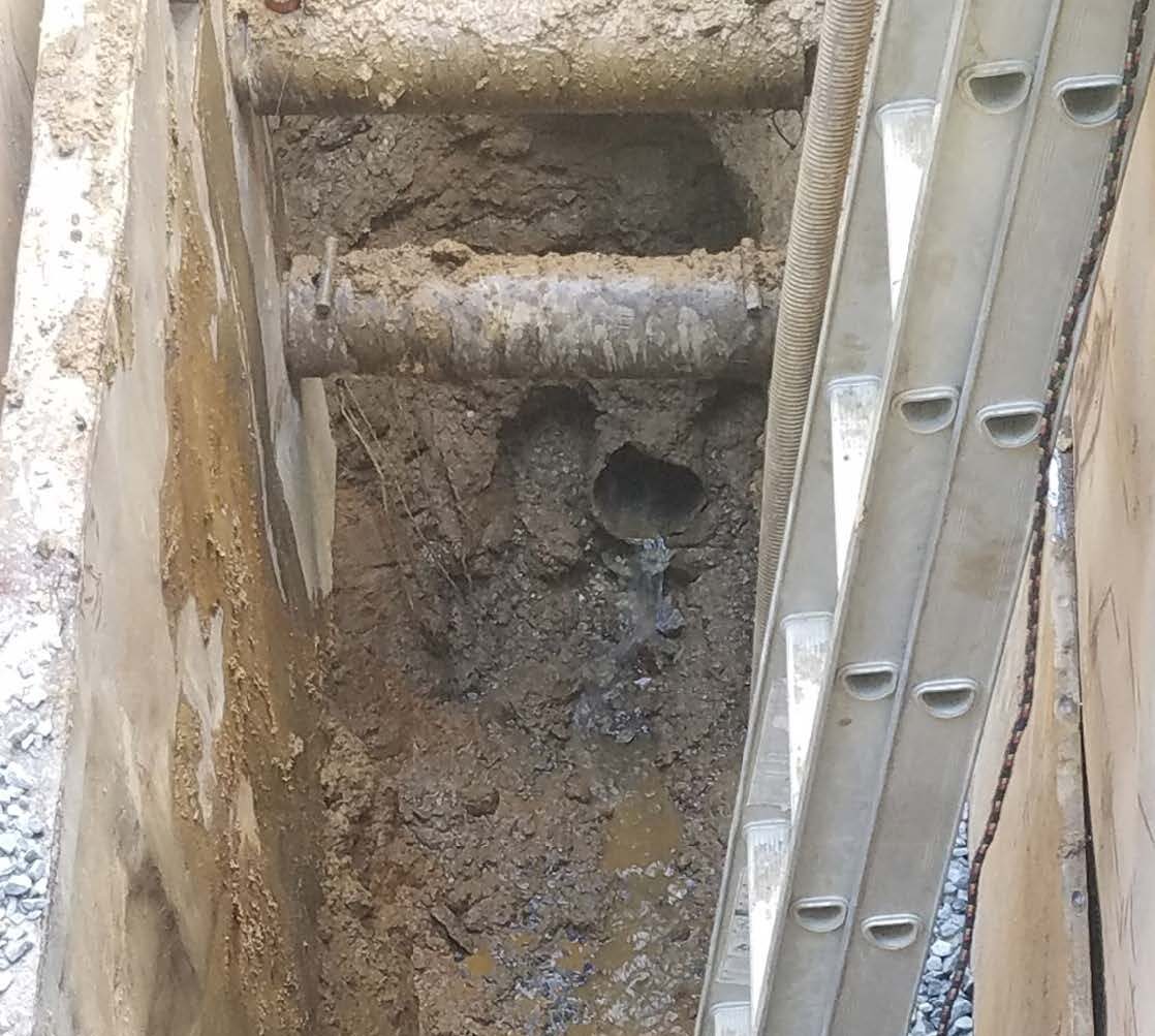 Excavation for the replacement of deteriorated 10” asbestos cement pipe sewers with new 12” PVC sewers