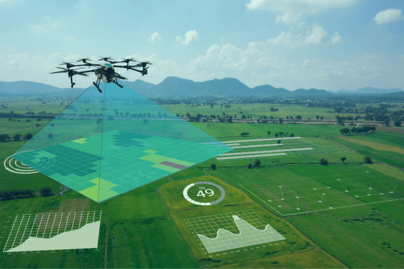 Drone technology is being used to survey a site before engineering and construction can begin