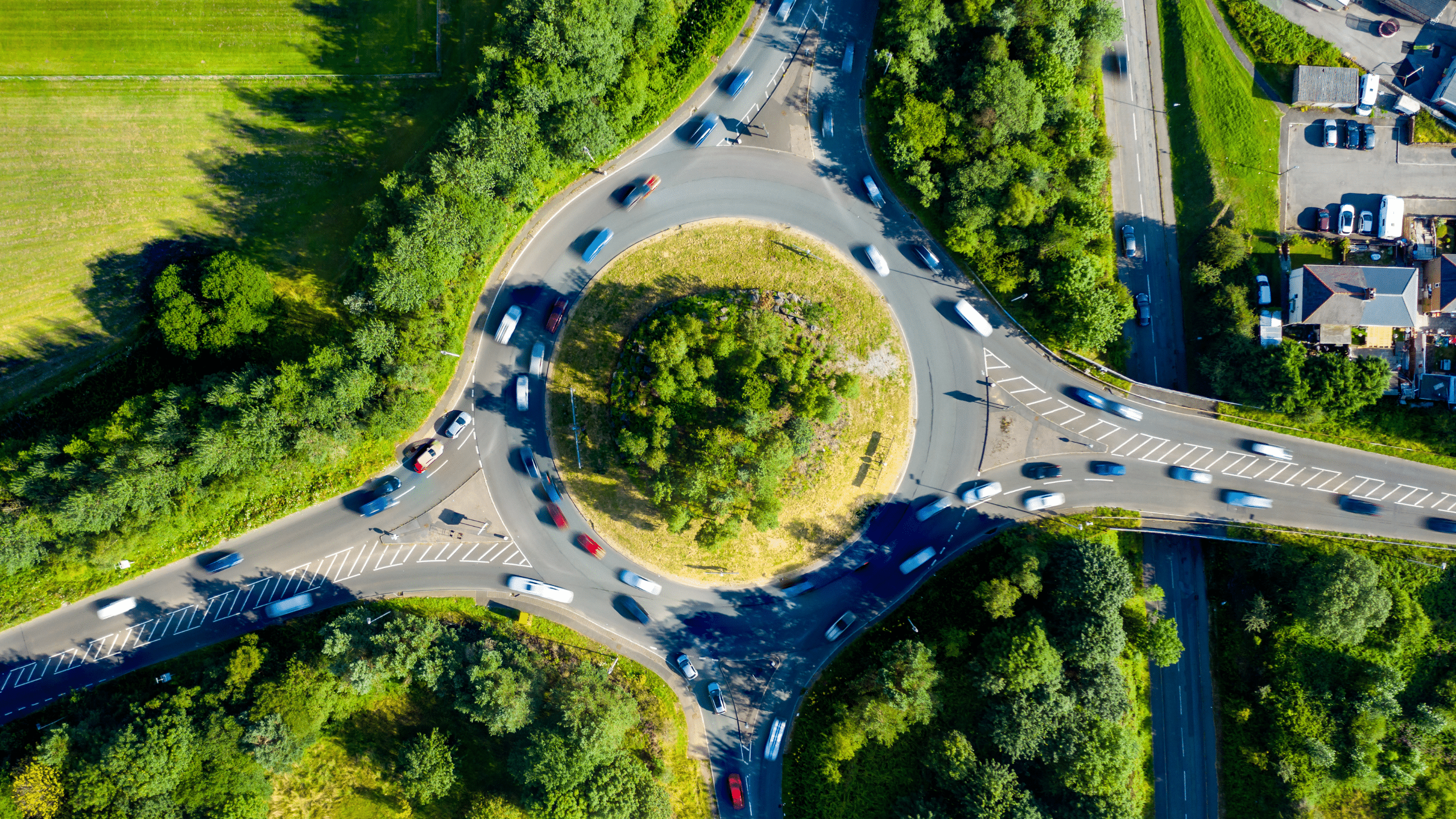 Roundabout being used for traffic calming